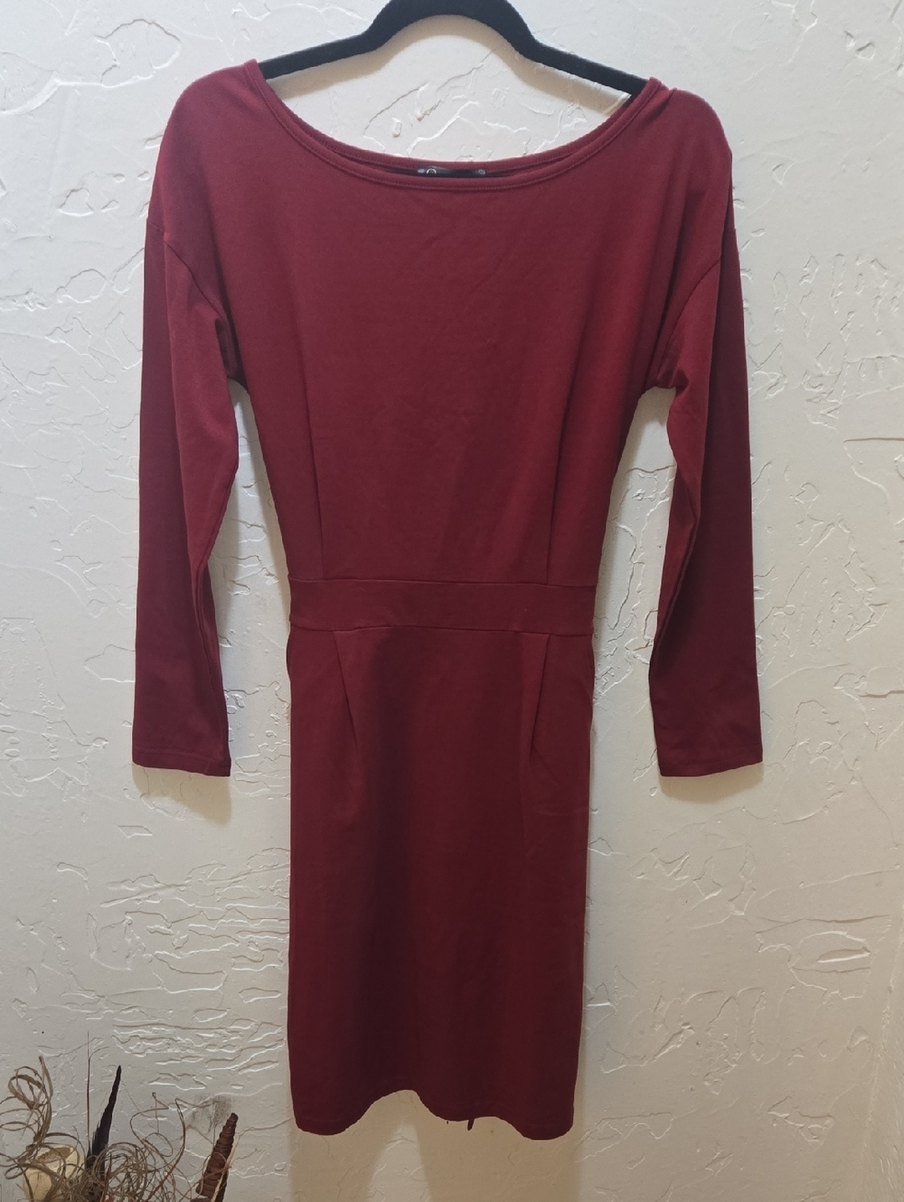 Women's Long Sleeve Burgundy Sheath Dress - Classic Workwear